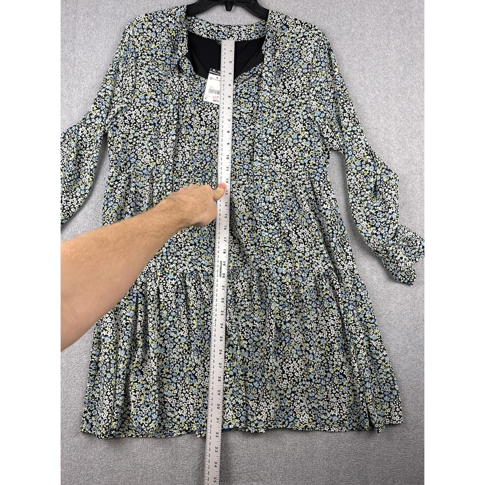 Versona Dress Womens Medium Green Multi Floral Long Sleeve Tiered Swing NWT - Picture 5 of 9